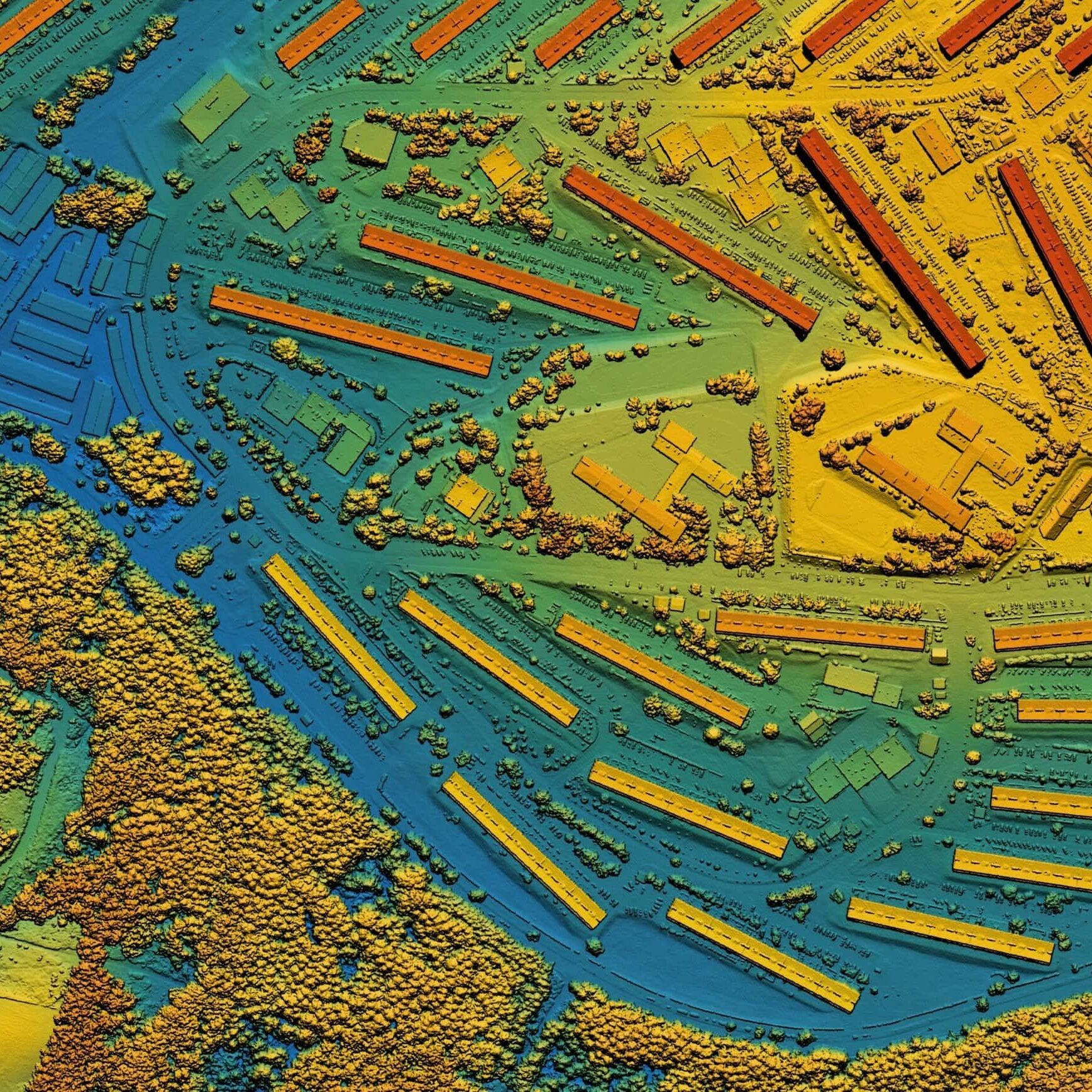 Digital elevation model. GIS 3D illustration made after proccesi Digital elevation model. GIS 3D illustration made after proccesion