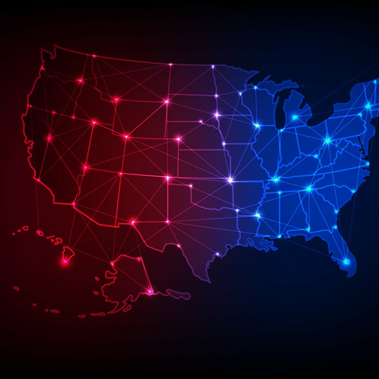 United-States-Map-in-Red-and-Blue-Neon United-States-Map-in-Red-and-Blue-Neon